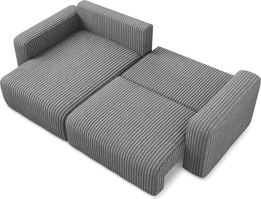 Сив сгъваем/с място за съхранение ъглов диван от рипсено кадифе (ляв ъгъл) Kona – Makamii
