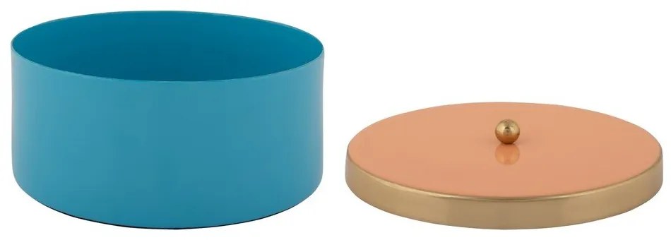 Синя декоративна метална кутия за съхранение ø 16x6 cm Double Funky – PT LIVING