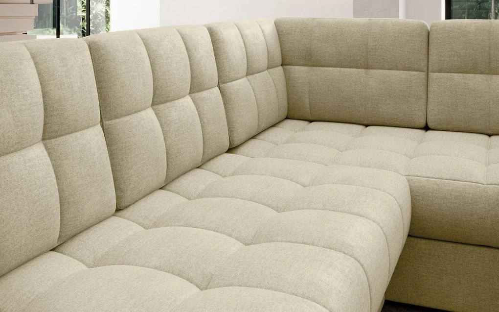 Ъглов диван Bale U-Екрю-Ляв