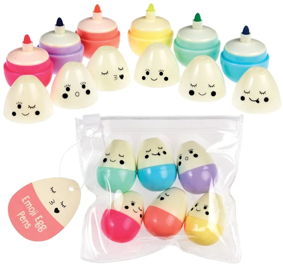 Комплект от 6 маркера за яйца с емотикони - Rex London