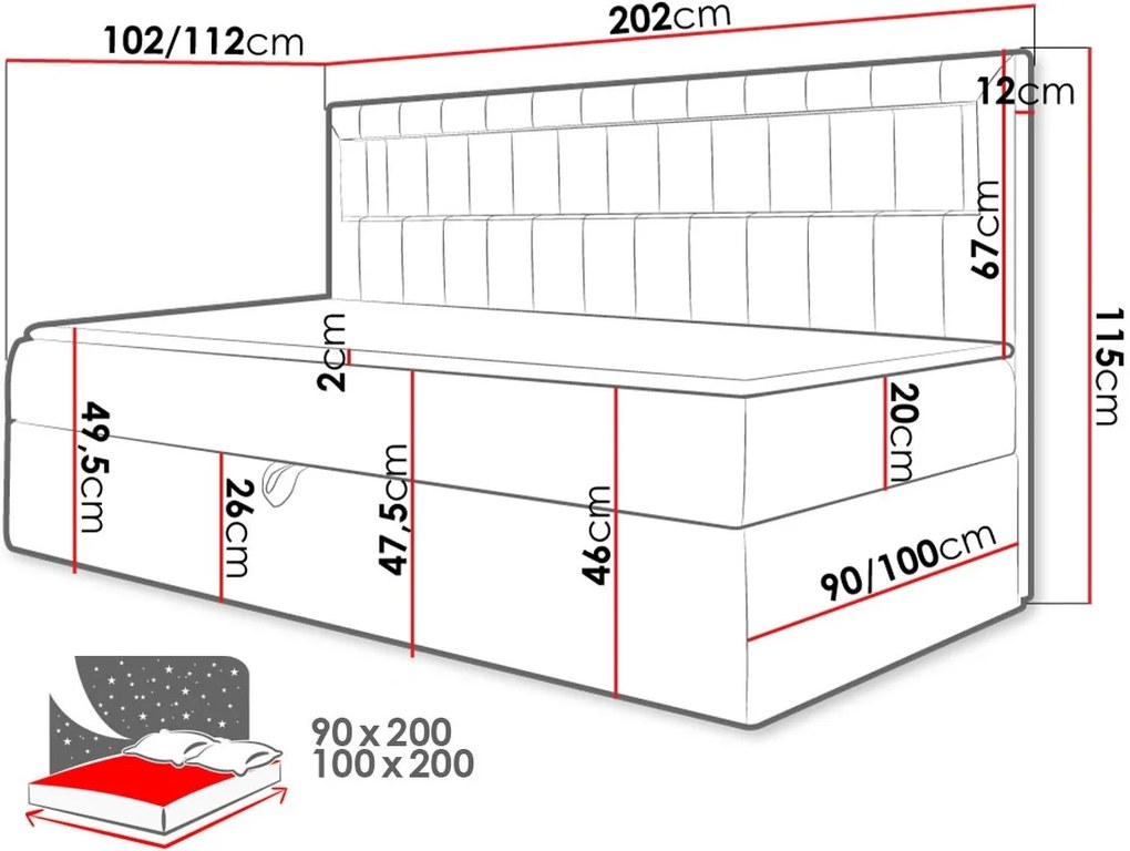 Диван - легло Junior Gold II-Kokkino-100 x 200