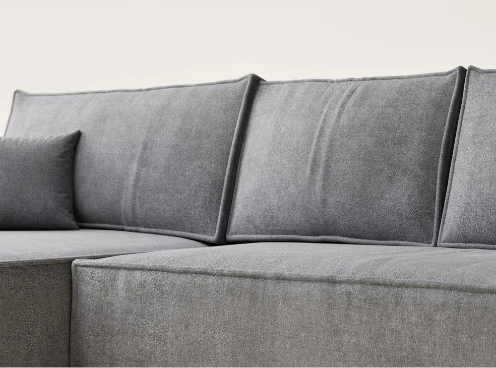 Сив шенилов сгъваем/с място за съхранение ъглов диван (ляв ъгъл) Maze – Maison de Rêve