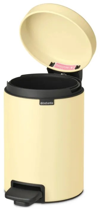 Кош за боклук с педал Brabantia NewIcon 1008836, 3 л, Плавно затваряне, Противоплъзгаща основа, Жълт
