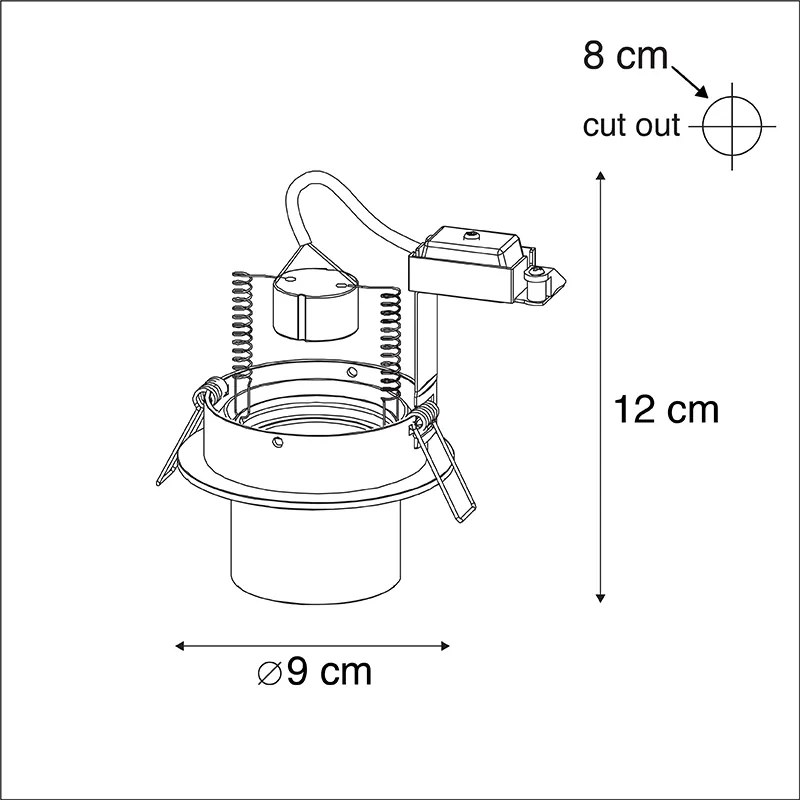 Модерен вграден прожектор черен кръгъл наклоняем - Installa