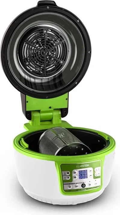 Klarstein Vitair Turbo, 1400 W, 10 л, фритюрник с горещ въздух, грил, печене, зелено-бял