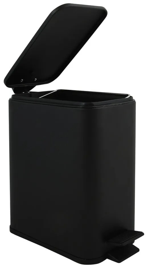 Матово черно стоманено кошче за боклук с педал 5 l Erik – Spirella