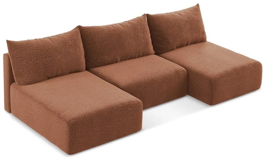 Разтегателен ъглов диван с място за съхранение в тухлен цвят Kalena – Makamii