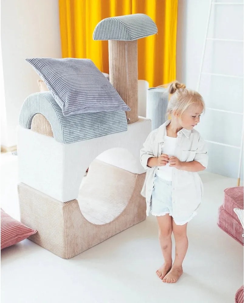 Синя детска възглавница за диван от рипсено кадифе Block – Wigiwama