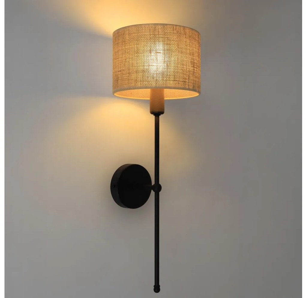 Настенна лампа MADELA 1xE14/40W/230V джут/черна