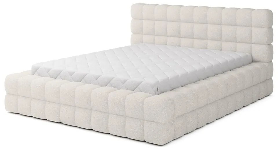 Бяло двойно легло 180x200 cm тапицирано с място за съхранение с включена подматрачна рамка Dizzle – ELTAP