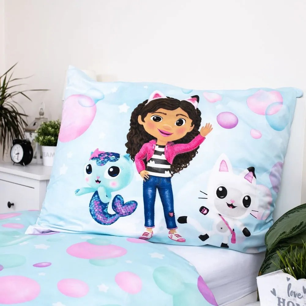 Единично детско спално бельо от микрофибър 140x200 cm Gabby's Dollhouse "bubbles" – Jerry Fabrics