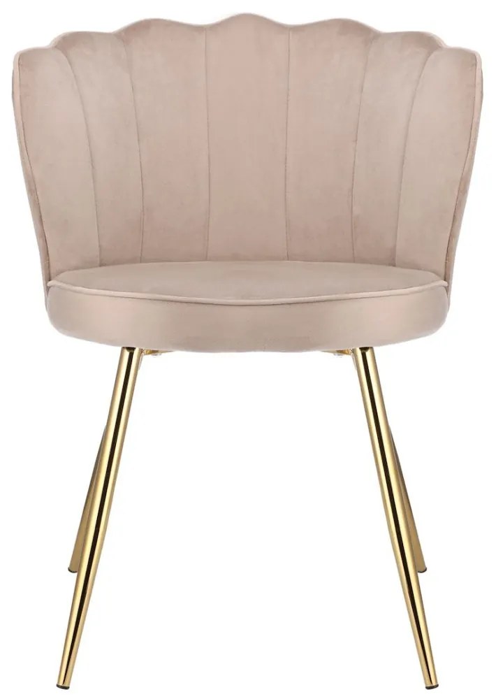 Кадифен стол за хранене FIORE във формата на раковина Светло розово