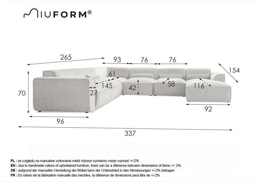 Бежов ъглов диван (ляв ъгъл/"U" форма) Flex Felix – Miuform