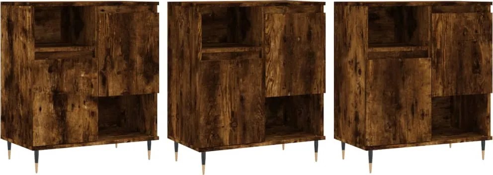 3190146 vidaXL Сайдборди, 3 бр, опушен дъб, инженерно дърво