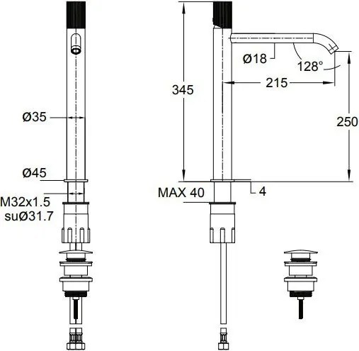 Смесител за умивалник висок с клапан Clic-Clac Oso Eurorama-хром