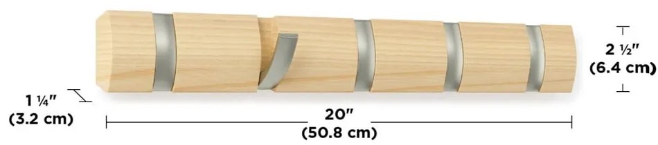 Стенна закачалка от ясенова дървесина в естествен цвят Flip - Umbra