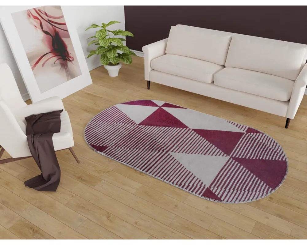 Миещ се килим в цвят бордо 60x100 cm Oval - Vitaus