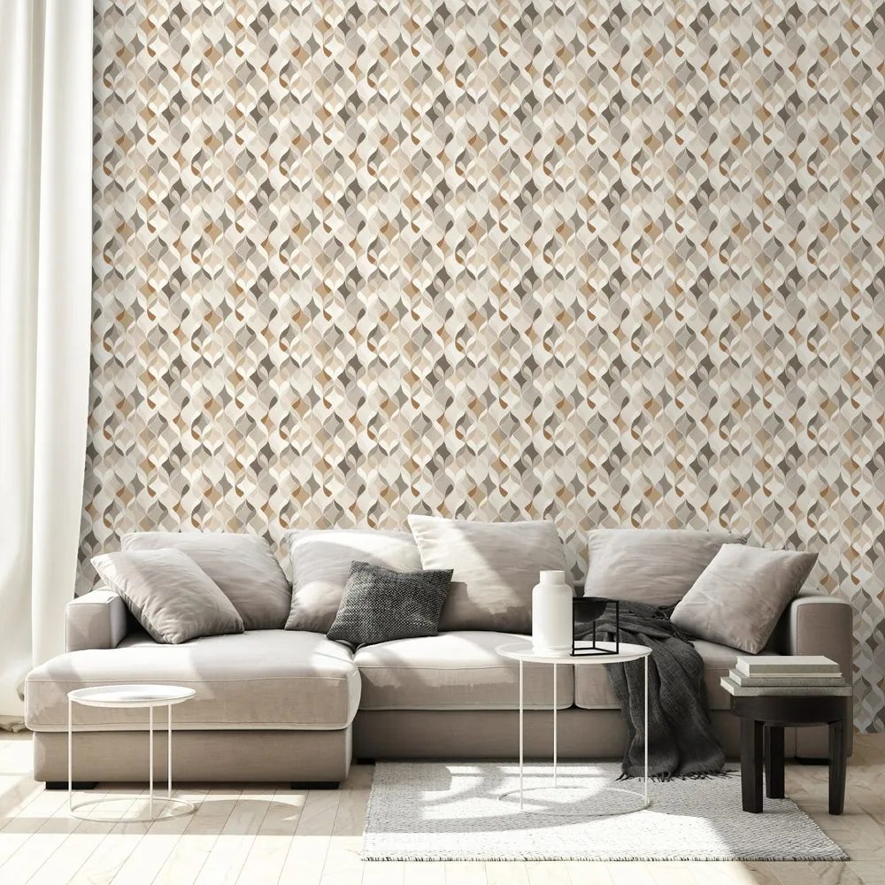 Самозалепващ тапет – Бежова геометрия с пространствен ефект