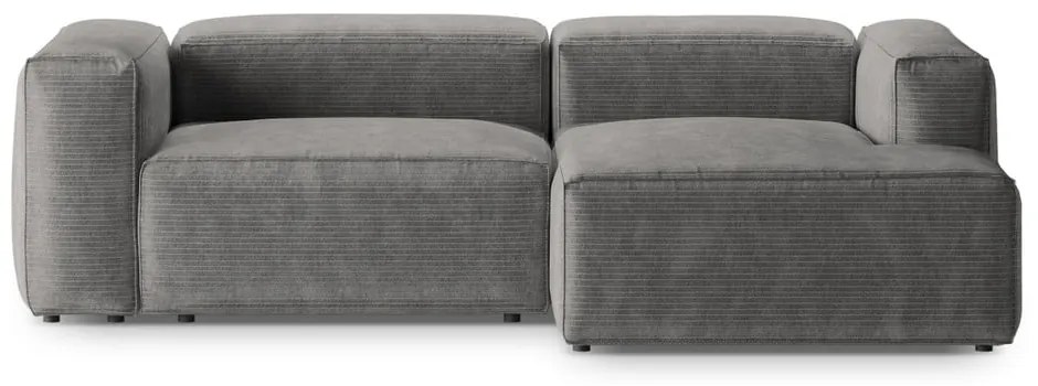 Светлосив ъглов диван от рипсено кадифе (десен ъгъл) Bergamo – Cosmopolitan Design