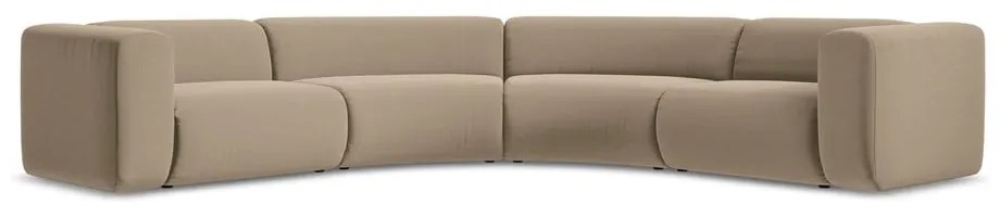 Бежов кадифен ъглов диван Ekahi – Makamii