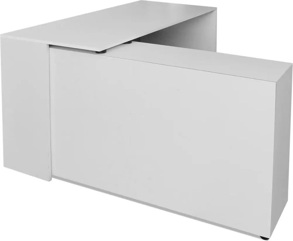 Ъглово бюро с четири рафта, бяло