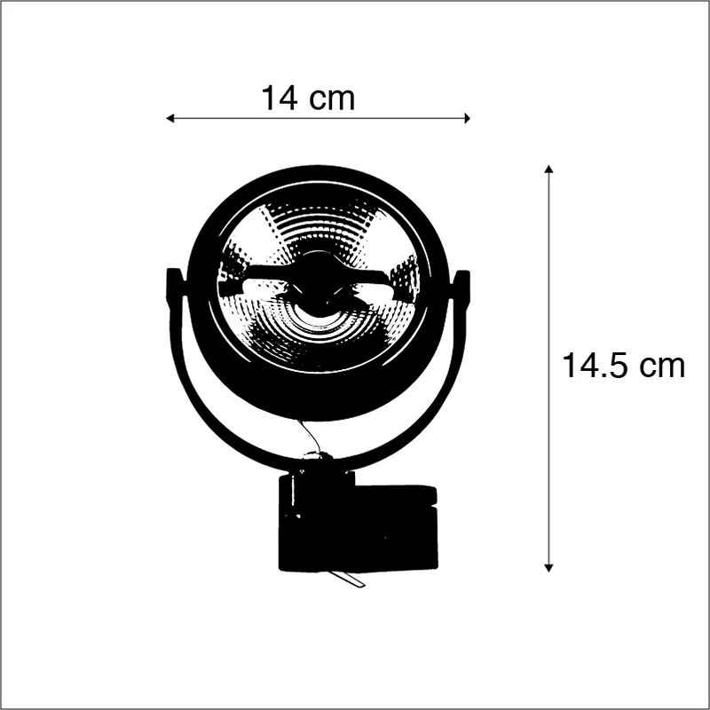 LED 3-фазен пистов спот черен 15W 2700K вкл. AR111- Expert