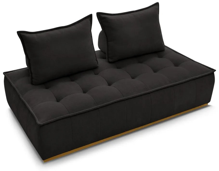 Черен диван от прежда с примки от букле 175 cm Elisa – Bobochic Paris