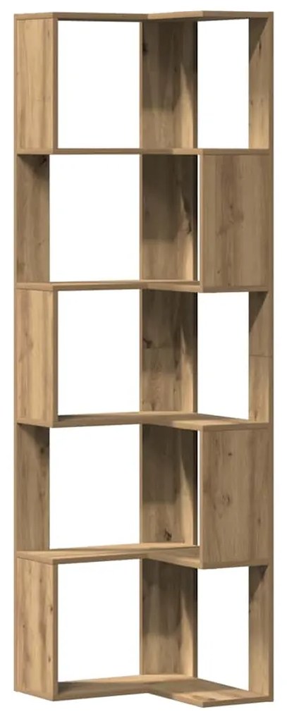 852590 vidaXL Ъглова етажерка 5 нива дъб артизан 50x50x179 см инженерно дърво