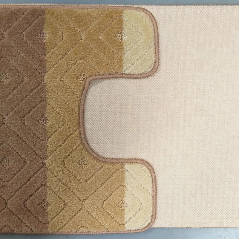 Комплект килимчета за баня в бежов цвят с шарка 50 cm x 80 cm + 40 cm x 50 cm