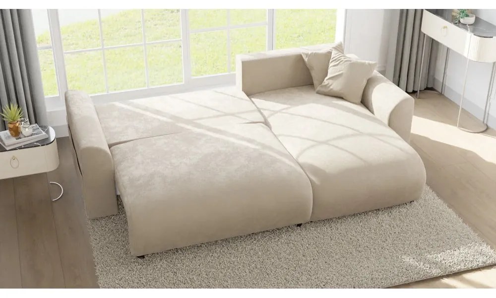 Бежов кадифен ъглов диван (променлив) Lorine – Ropez