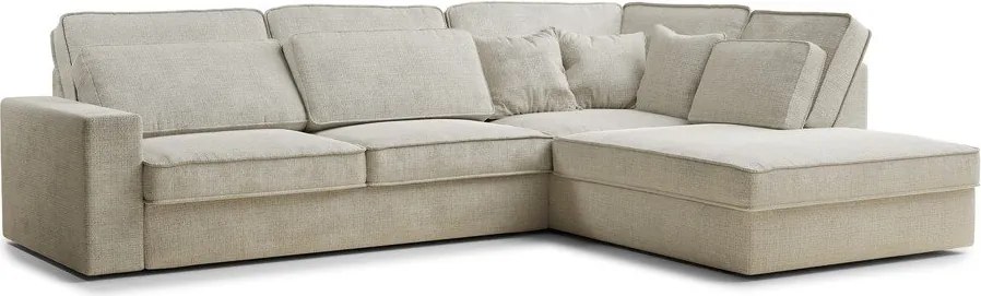 Сиво-бежов шенилов ъглов диван (десен ъгъл/L форма) Kirou – Maison de Rêve