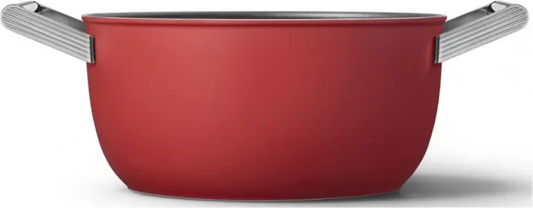 Тенджера SMEG CKFC2411RDM, 4.8 л, Ø24 см, Тефлоново покритие, До 250°C, Индукция, Червен