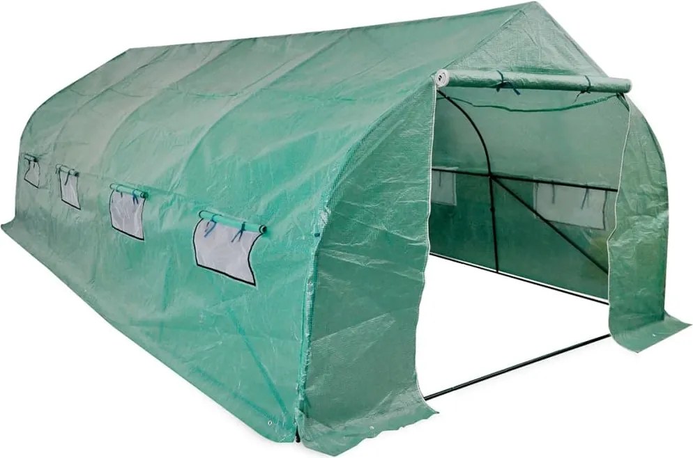 42911 vidaXL Преносима политунелна оранжерия със стоманена рамка, 18 м²