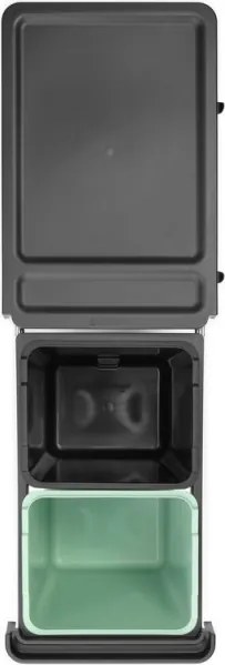 Кош за разделно събиране на боклук Brabantia Sort&Go 1008862, 2x15 л, Вътрешен монтаж с телескопична рамка, Сив/зелен