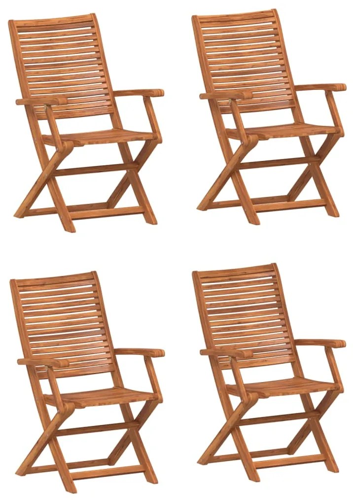 3214474 vidaXL Сгъваеми градински столове, 4 бр, 57x66x95 см, акация масив