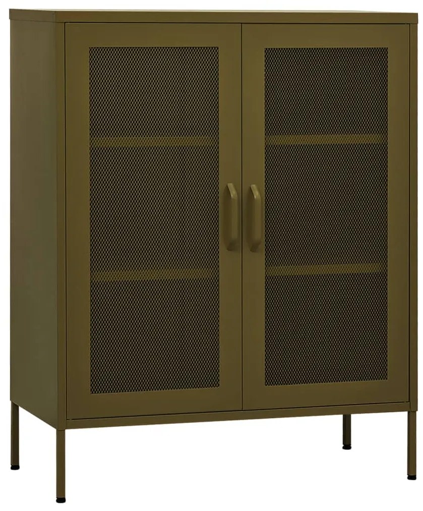 336171 vidaXL Шкаф за съхранение, маслиненозелен, 80х35х101,5 см, стомана