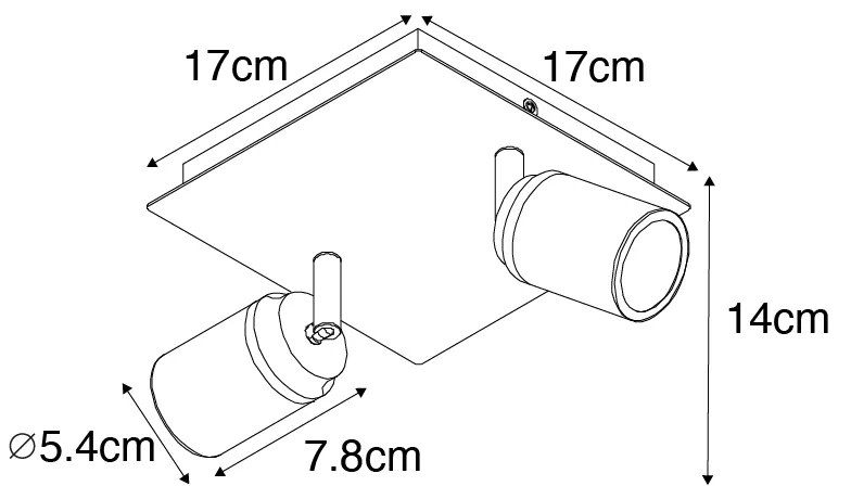 Интелигентен квадратен спот за баня бял 2-светлини IP44 вкл. 2 Wifi GU10 50mm - Ducha