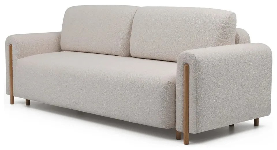 Сиво-бежов сгъваем/с място за съхранение диван от прежда с примки от букле 244 cm Arcadova – ELTAP