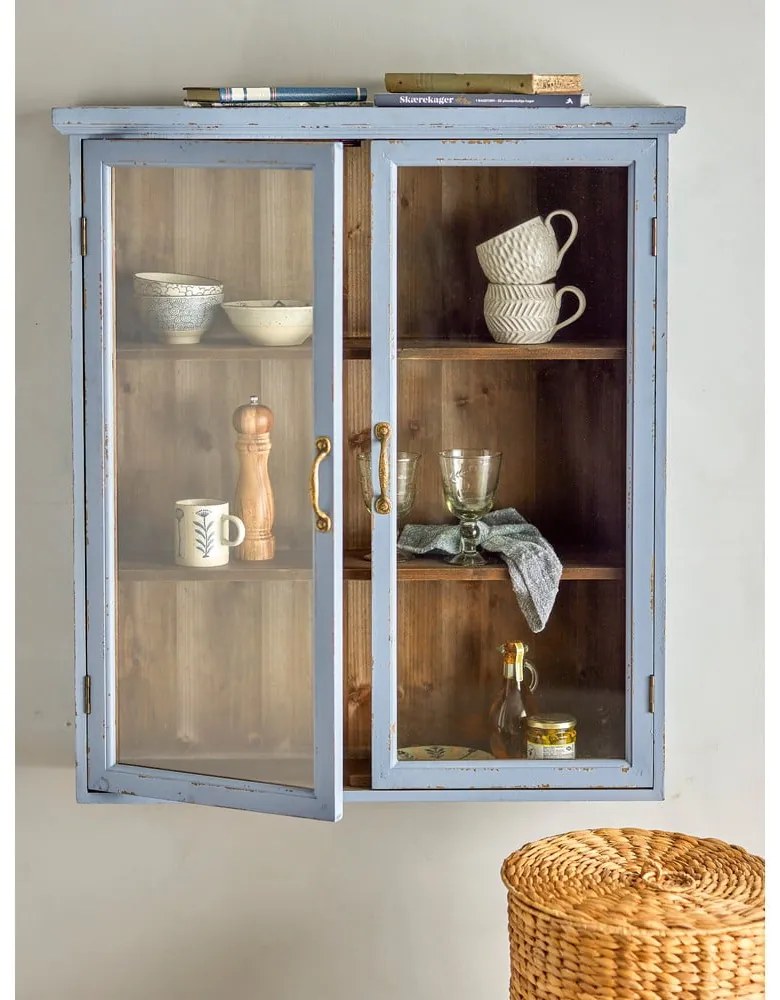 Синя висяща витрина от масивна ела 81x91 cm Hazem – Bloomingville