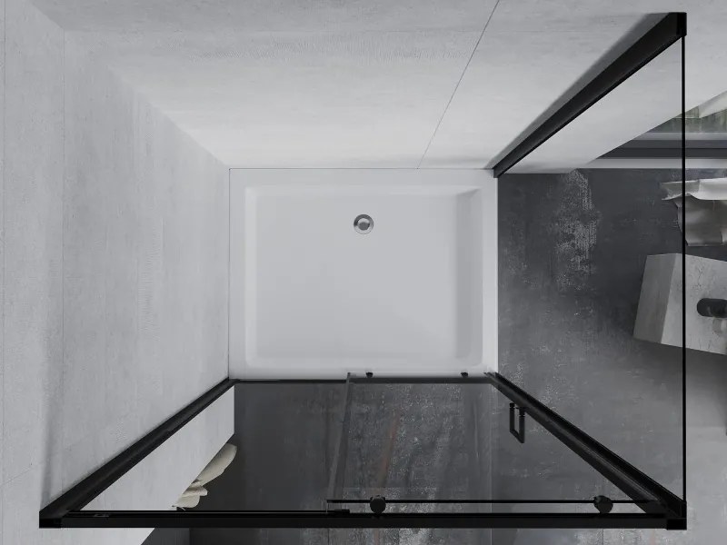 Mexen Apia разтегателна душ кабина 120 x 90 см, прозрачна, черна + корито Rio