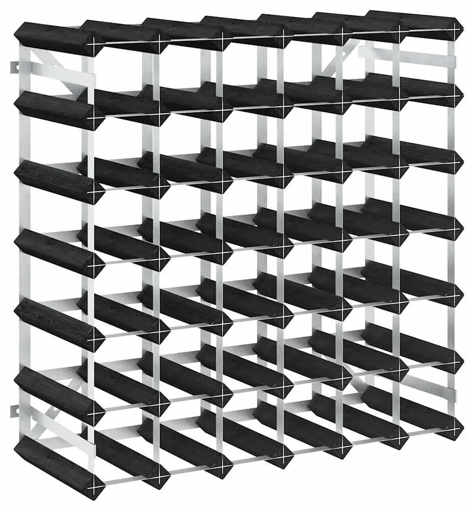 325915 vidaXL Стойка за вино за 42 бутилки, черна, масивна борова дървесина