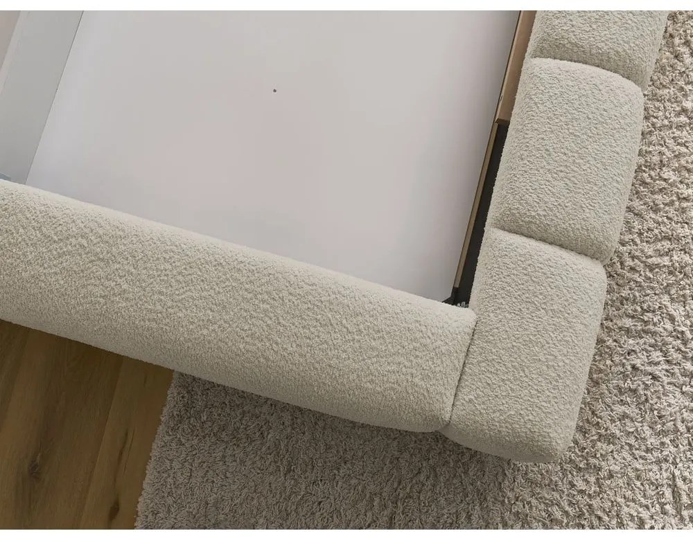 Бежово двойно тапицирано легло с място за съхранение с включена подматрачна рамка 160x200 cm Denali – Bobochic Paris