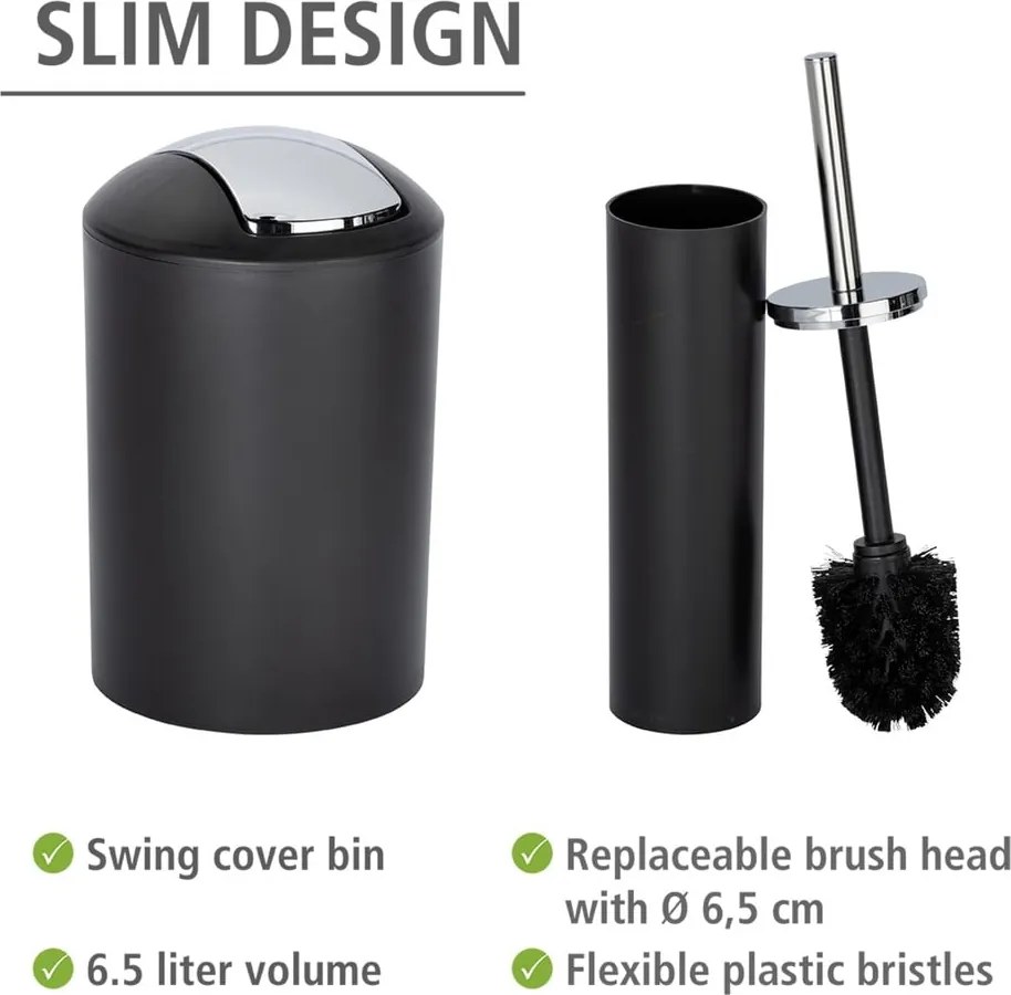 Черен пластмасов комплект аксесоари за баня Calvo – Wenko