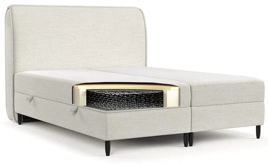 Кремаво боксспринг легло с място за съхранение 140x200 cm Melba – Maison de Rêve