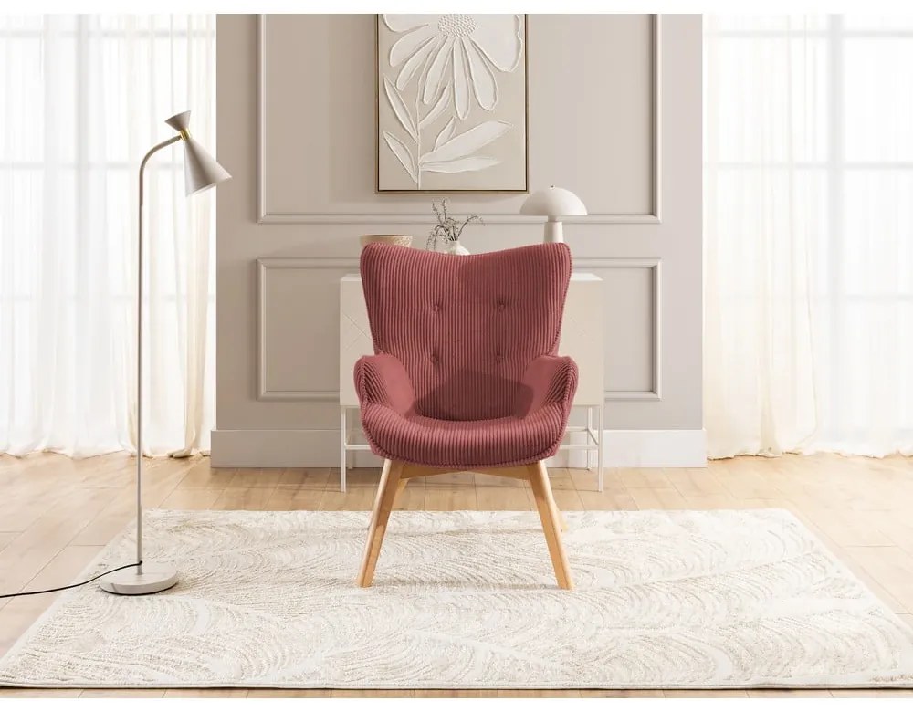 Червено кресло от рипсено кадифе Niko – Ropez