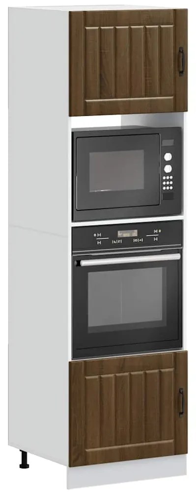 3315048 vidaXL Шкафове за фурна, 2 бр., "Lucca", кафяв дъб, инженерно дърво