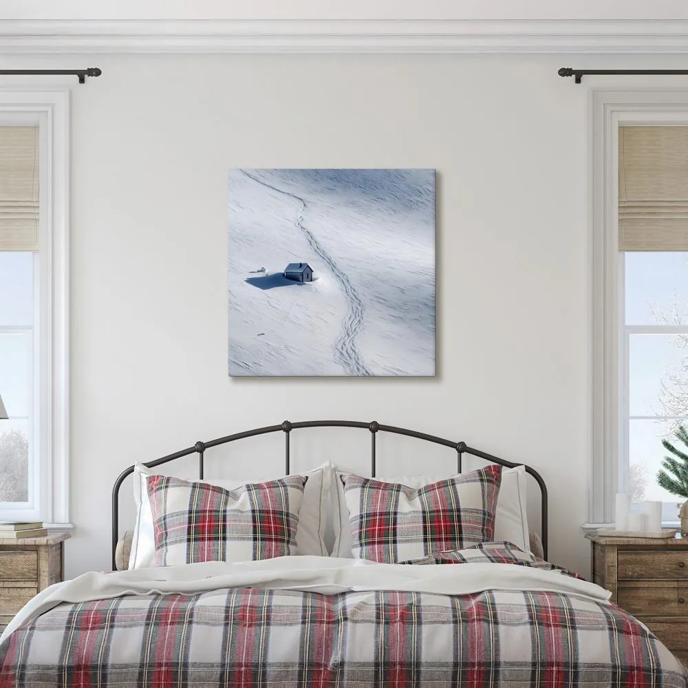 Картина на платно – Самотна хижа през зимата