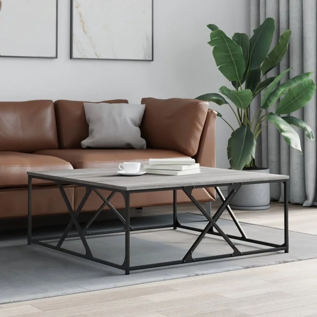 835367 vidaXL Кафе маса, сив сонома, 100x100x40 см, инженерно дърво