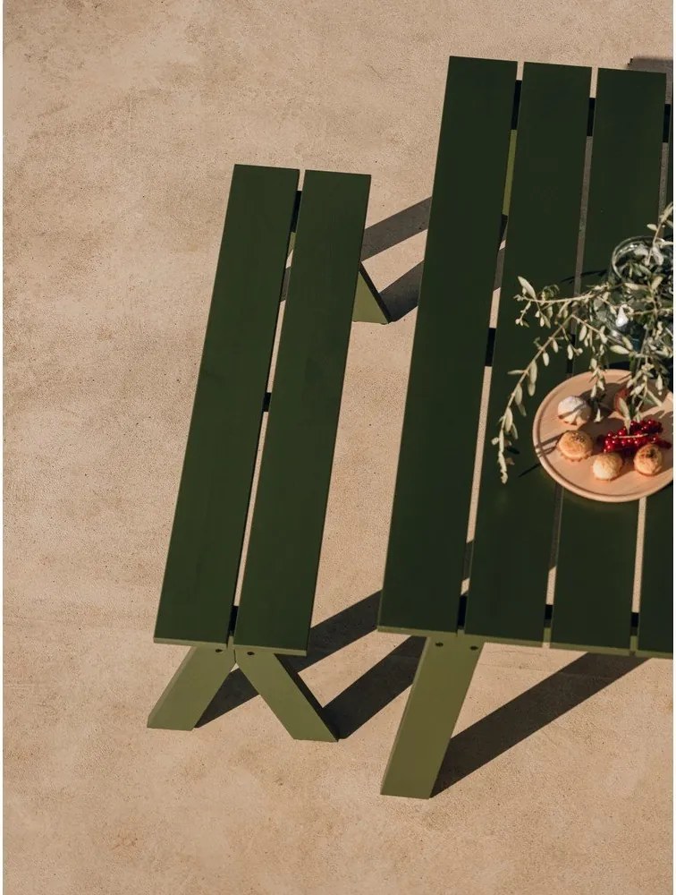 Зелена градинска пейка от масивно дърво Navo – noo.ma