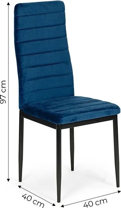 Комплект от 4 елегантни кадифени стола в синьо